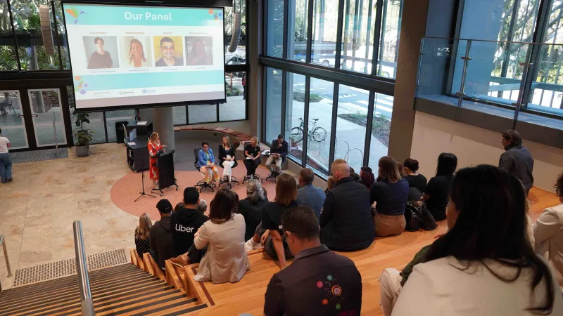 Community event in the tiered screening space at Library+ Caloundra